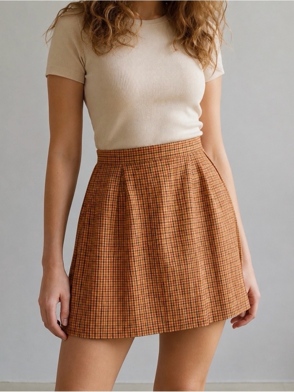 Laura Ashley Orange Plaid Wool Skirt Womens Small / Medium